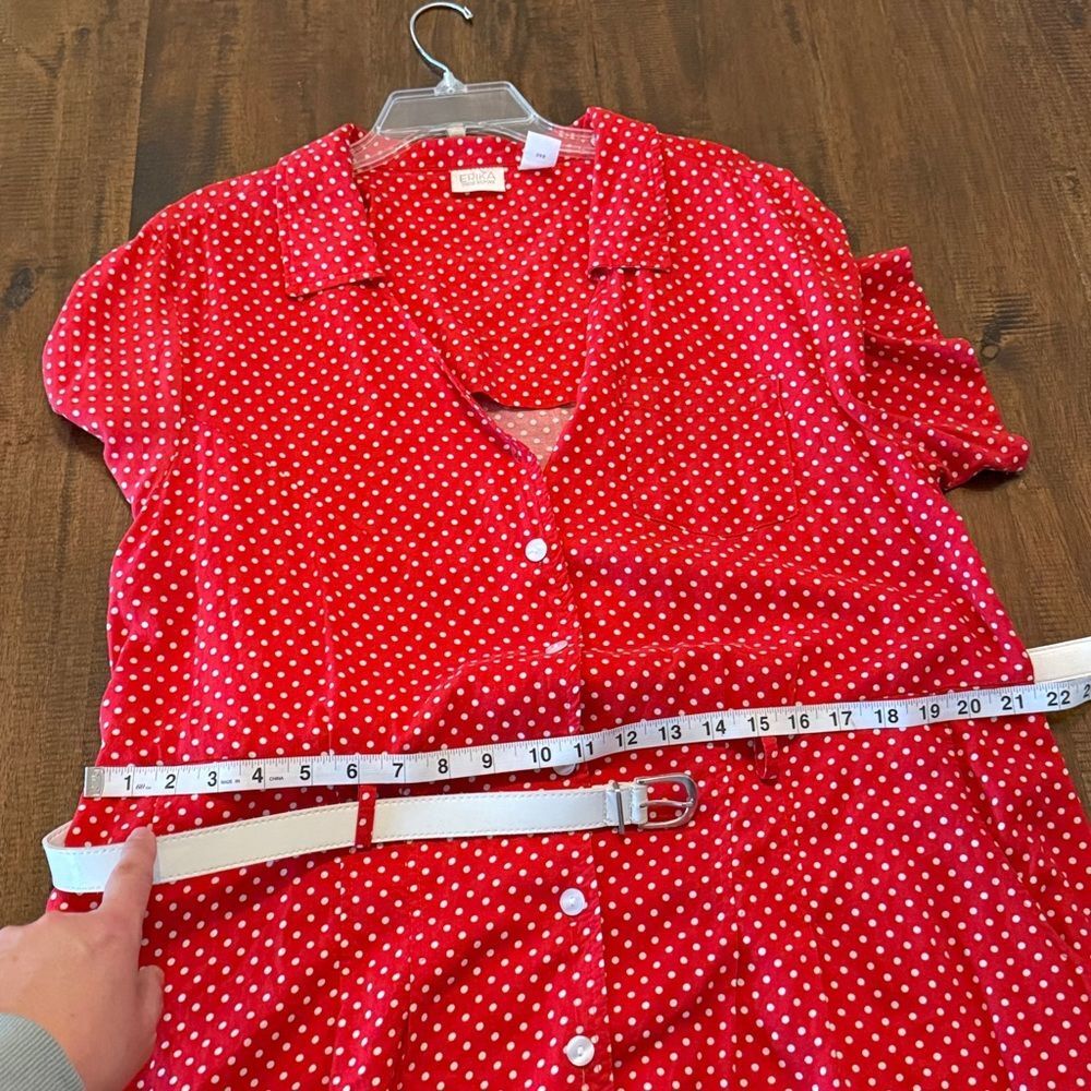 Erika Red Polka Dot Button Down Dress - Picture 12 of 12